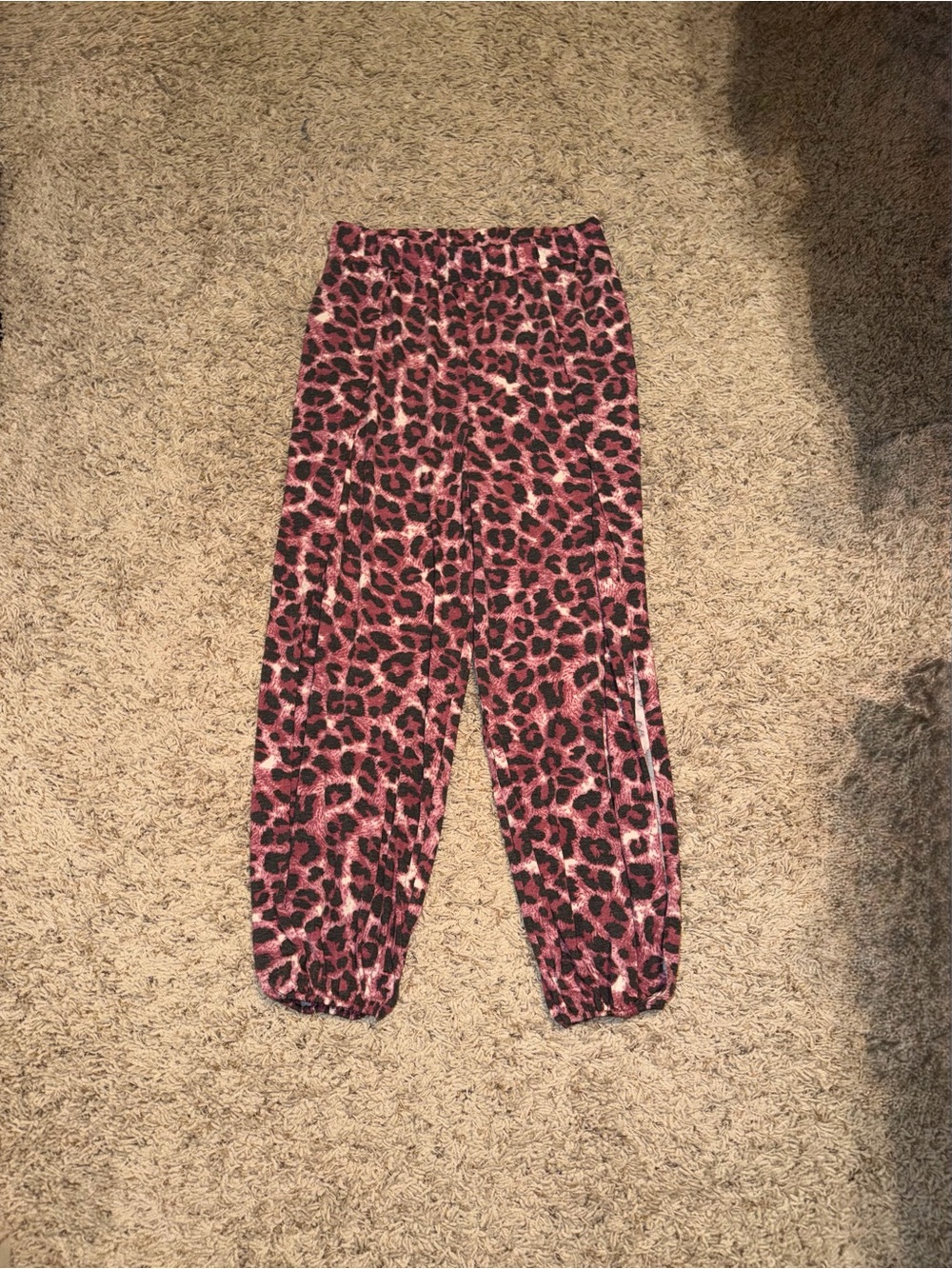 Pink Leopard Print Jogger Genie Pants